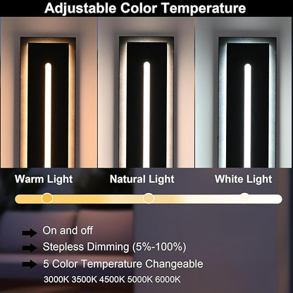 VINLUZ 2 Pack Long 32inch Modern Long Acrylic Strip Exterior Lighting Fixture, Dimmable with 3000K-6000K Outdoor LED Wall Lights Waterproof IP65 Outdoor Wall Sconce