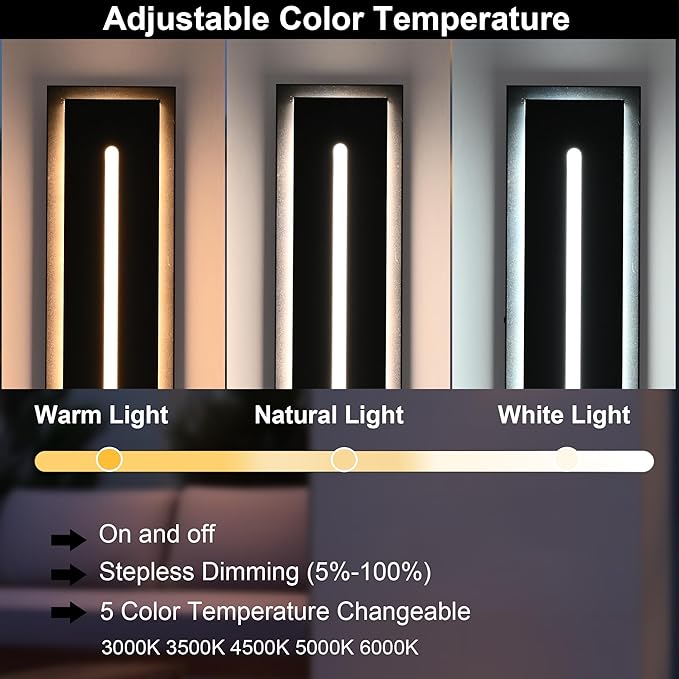 VINLUZ 2 Pack Linear 40inch Long Warm White Waterproof IP65 Wall Mount Lighting Fixture, Classic Outdoor LED Wall Lights with Acrylic Exterior for Garage Courtyard Porch