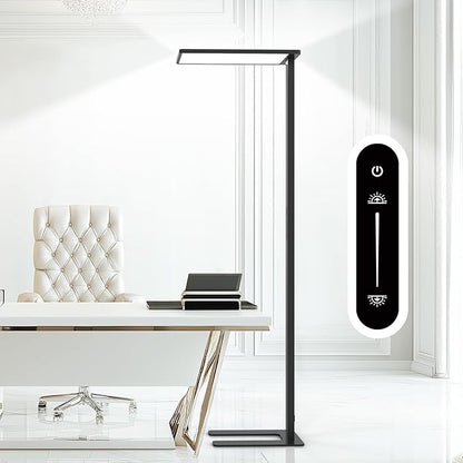 STERREN Modern LED Floor Lamp, 10000LM Touch Dimming Standing Lamp, 4000K Full Spectrum Eye-Care Reading Light Floor Standing, 76.8" Tall Lamp for Study Room, Office, Living Room, Bedroom (Black)