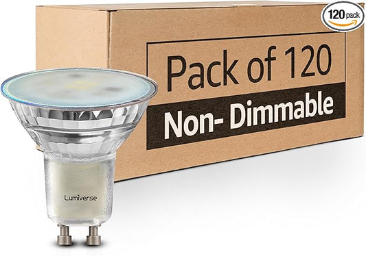 MASTERY MART 120 Pack GU10 LED Bulb, Non-dimmable Track Light Bulbs, 5000K Daylight White, 4W for 35W Halogen Bulb Replacement for Range Hood, Tracklights and Recessed Lighting