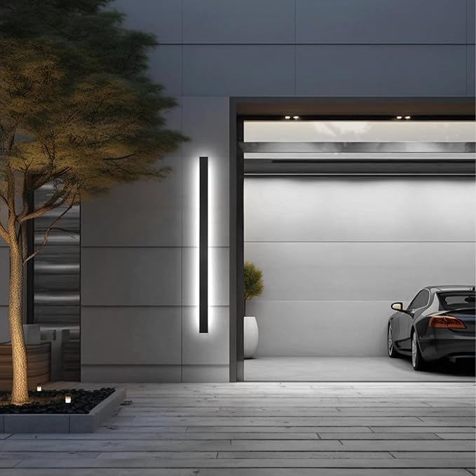 Long Modern LED Wall Light, 47-Inch Dimmable Linear Sconce, Black Waterproof IP65 Outdoor House Light Wall Mount, Lighting Fixture for Garage, Porch, Balcony Visit The Store