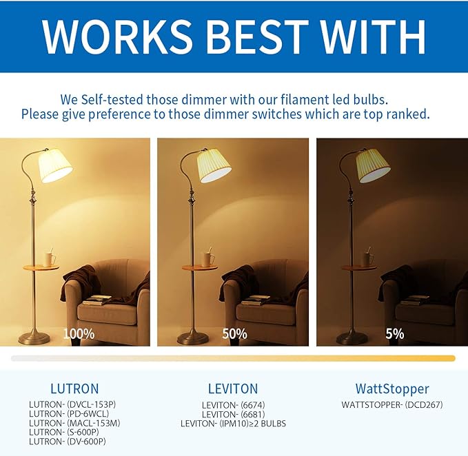 ANWIO Flame Tip LED Filament Bulb Candelabra E26 Base, Dimmable 4.5W (60W Equivalent) B11 Chandelier Candle Light Bulb，2700K Warm White 6-Pack