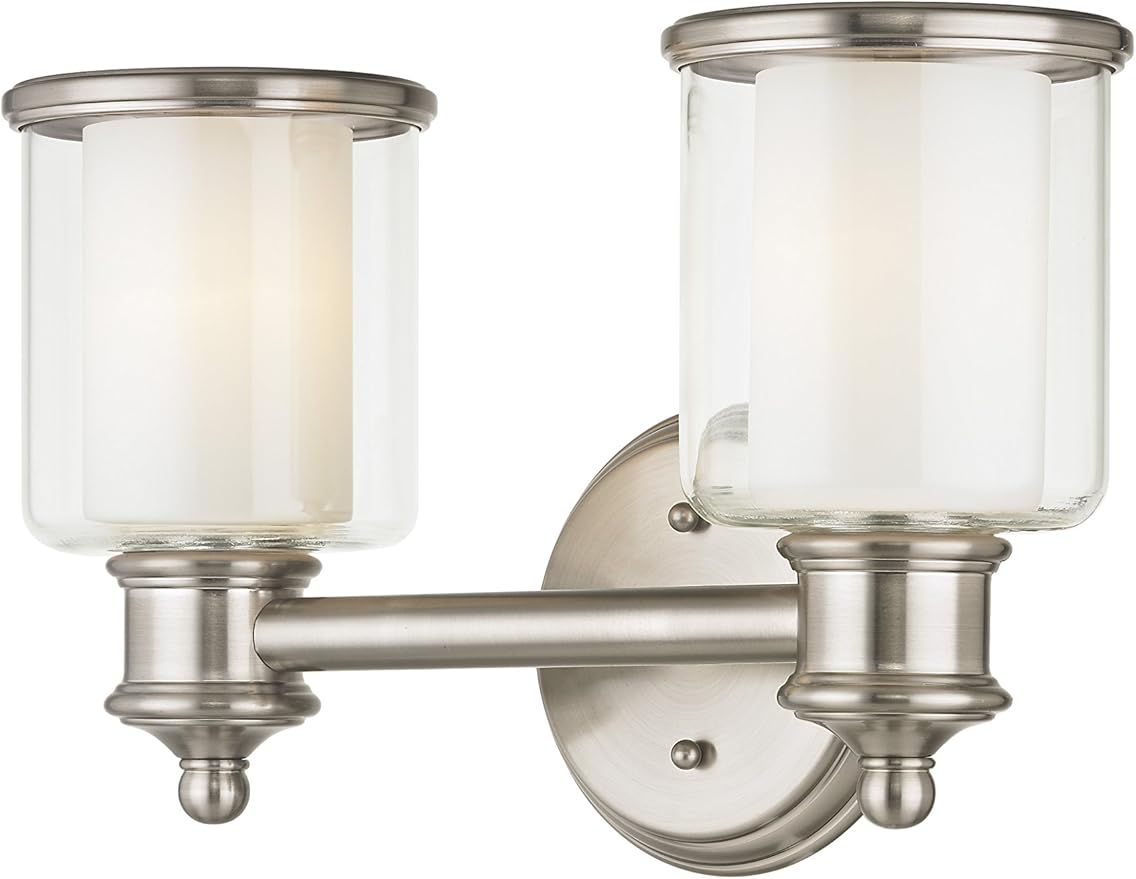 Livex Lighting 40212-91 Transitional Two Light Bath Vanity from Middlebush Collection in Pwt, Nckl, B/S, Slvr. Finish, Brushed Nickel