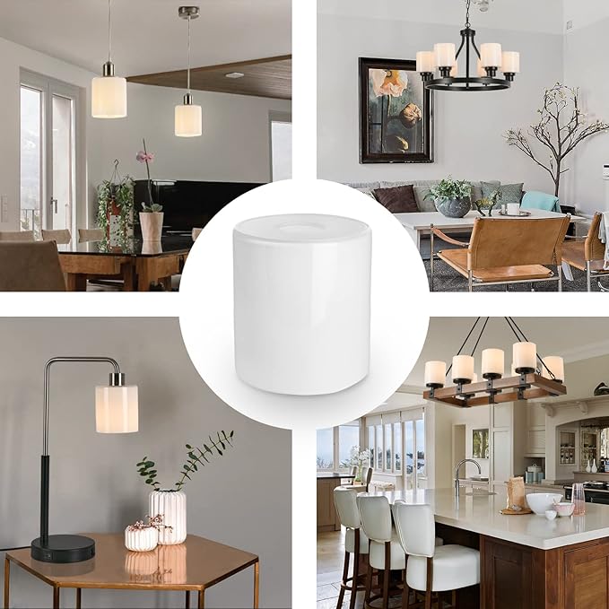 1 Pack White Opal Glass Lamp Shade with 1-5/8-inch Fitter Opening,Height 5.12 in,Diameter 4.72 in, Replacement Lampshade for Pendant light,Table Lamp,Wall Sconces
