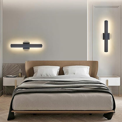 Modern Outdoor Porch Light Patio Lamp in 20W 3000K Integrated LED with Aluminum Triangle & Frosted Glass, IP65 Waterproof Wall Sconce,2 Pack(Textured Black),Can Installed in Any Direction.