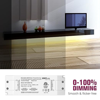 EMITEVER 60W Triac Dimmable Driver,Power Supply,AC 120V to DC 24V Transformer,Compatible with Lutron and Leviton Dimmers,for LED Lighting,Class 2,ETL Certified