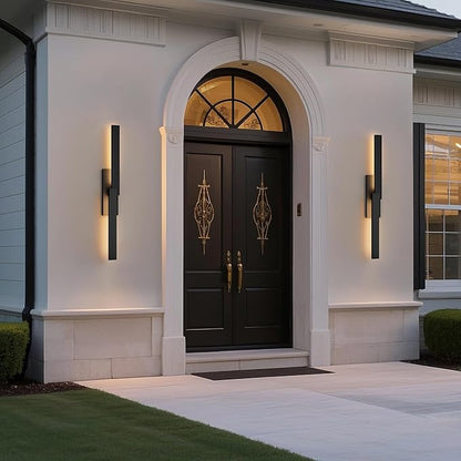 LamQee 39.4" Aluminum Long Outdoor Wall Lights, 3000K 1000LM 20W Integrated LED, Black Modern Exterior Lighting Fixtures IP65 Waterproof Contemporary Outside Sconce for House Porch Patio Garage Door
