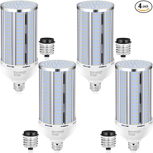 4 Pack 120W Corn LED Light Bulb 3000K,/Warm White(1200 Watt Equivalent) E26/E39 Large Mogul Base LED Cob Lamp 15,800LM for Outdoor Indoor Garage Warehouse Factory Workshop Street Backyard
