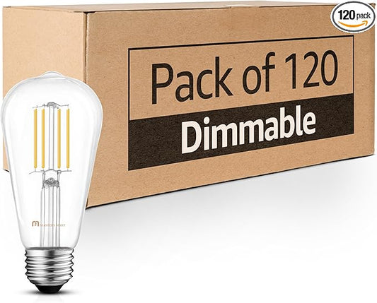 MASTERY MART 120 Pack 100 Watt Led Bulb, Edison Bulbs Dimmable Light Bulbs E26, 2700K Soft White Bright 9W 1100LM, ST21/ST64 Vintage Light Bulbs, UL Listed, Clear Glass, Decorative Light Bulb