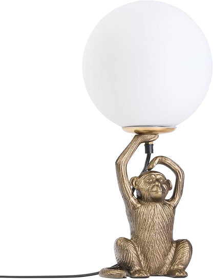RIVER OF GOODS 17" H Emryn Gold Finish Globe Shade Monkey Table Lamp