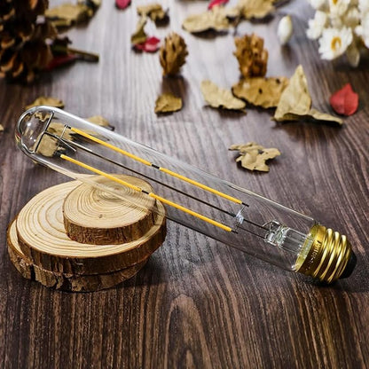 T10 LED Bulb 8W Dimmable E26 Base Tubular Light Bulb 4000K Daylight White 75W Equivalent 800lm T10 Bulb for Rustic Pendant, Wall scones Tube Light Bulbs Desk Lamp Vintage Edison Long Light Bulb,4 Pack