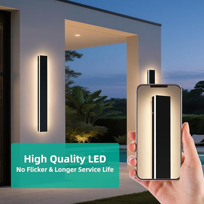 Upgrade Widened 2 Pack Modern Outdoor Wall Lights, 39.3inch Long Linear LED Wall Sconce, 3000K Warm White, IP65 Waterproof, 36W, Minimalist Black Exterior Lamp Fixture for Porch, Garden, Balcony
