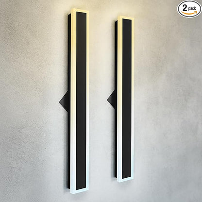 ASD LED 36" Long Wall Mount Light Fixture, Outdoor & Indoor Linear Sconce | 3CCT, Dimmable, Waterproof, Anti-Rust, ETL Listed | 30W 2500LM 3000-5000K 100-277V | Exterior Porch Lighting | Black, 2 Pack