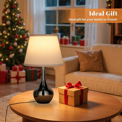 Seealle Touch Touch Table Lamps for Nightstand, 3-Way Dimmable Small Bedroom Lamps for Night Stands, Pearl-Black Bedside Lamps for Living Room, Kids Room, End Table(LED Bulb Included)