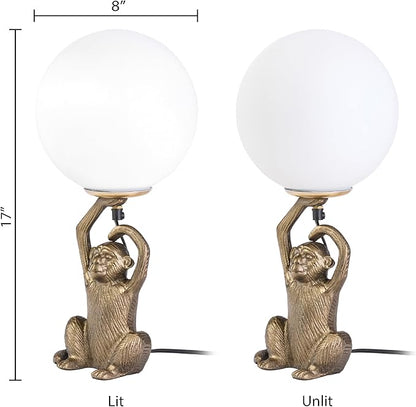 RIVER OF GOODS 17" H Emryn Gold Finish Globe Shade Monkey Table Lamp