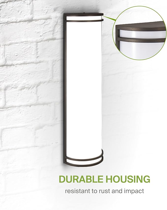 ASD 24 Inch LED Outdoor & Indoor Wall Mount Light Fixture - Oil Rubbed Bronze Modern Wall Sconce Lighting - 25W 120-277V 3000K 4000K 5000K Dimmable Front Door & Patio Exterior Lights - ETL, 2 Pack