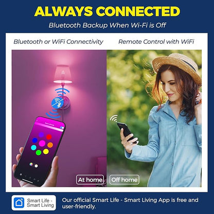Lightinginside E12 Smart Light Bulbs 60W Equiv., Work with Alexa/Google Home/Smart Life, 500LM 6W RGBCW Candle Candelabra LED Light Bulbs, No Hub Required, 2.4G WiFi Bluetooth Bulb, ETL Listed, 6PCS