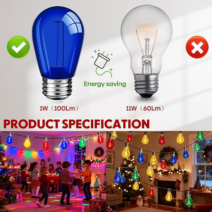 Mudder 60 Pack Light Bulbs 1w Replacement LED Light Bulbs S14 Shatterproof Waterproof String Lights Outdoor Indoor LED Lights Patio Bulb, E26 110v Regular Base(Multicolor,60 Pack)