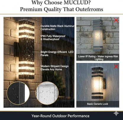 6Pack 15inch Outdoor LED Wall Lights,4000K Day White Outdoor 18W Wall Light Aluminum Body Waterproof IP65 led Porch Light for House Patio Garage Garden.(No Sensor)