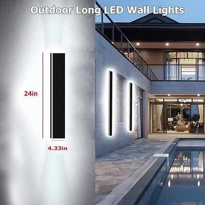 31in Modern Outdoor Lights Fixture,4.33in Wide Dimmable Exterior Wall Lights for Garage and Front Door,Long Outdoor Wall Sconce IP65 Waterproof,Black LED Outdoor Entrance Lighting