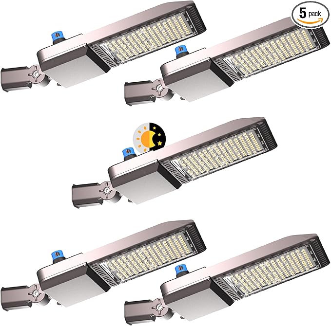 5Pack 240W LED Parking Lot Lighting 36000LM 5000K Pole Lights Outdoor with Smart Dusk to Dawn LED Parking Lot Lights Outdoor Pole Mount for 30~50Ft Yard,Driveway,Stadium,Roadway-7Yrs Warranty