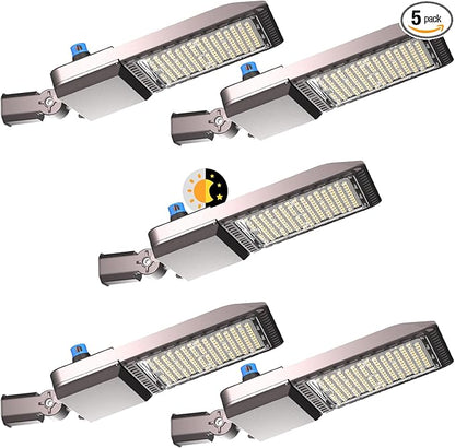 5Pack 240W LED Parking Lot Lighting 36000LM 5000K Pole Lights Outdoor with Smart Dusk to Dawn LED Parking Lot Lights Outdoor Pole Mount for 30~50Ft Yard,Driveway,Stadium,Roadway-7Yrs Warranty