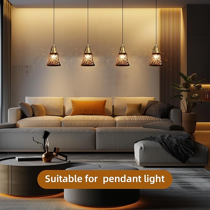 Pendant Light Shades, 4 Pack Ceiling Fan Light Shade Replacements with 1-5/8" Fitter, ALUCSET 4.72" Height and 4-3/4" Diameter, Metal Bell Shaped Cover for Chandelier Pendant Light Wall Sconces