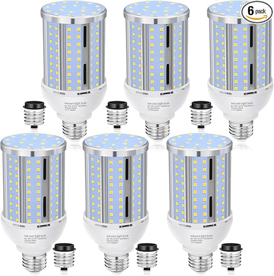 6 Pack 44W 3000K LED Corn Light Bulb,(390 Watt Equivalent) E26/E39 Medium/Large Mogul Base LED Cob Lamp Warm White 5,900LM for Outdoor Indoor Garage Warehouse Factory Workshop Street Backyard