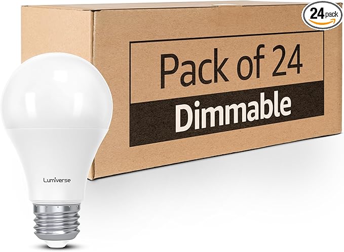 Lumiverse 24 Pack Dimmable A19 LED Light Bulbs, 5000k Daylight 9.5 Watt [60w Equivalent], E26 LED Bulb Energy Efficient, UL Listed (5000K Daylight White)