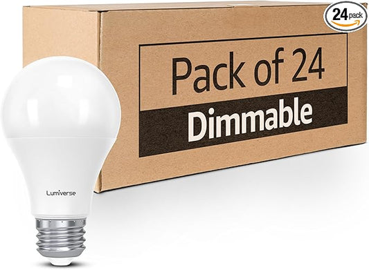 Lumiverse 24 Pack Dimmable A19 LED Light Bulbs, 5000k Daylight 9.5 Watt [60w Equivalent], E26 LED Bulb Energy Efficient, UL Listed (5000K Daylight White)