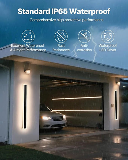 VEVOR Outdoor Wall Lights, 2 Pack, 39.4 Inch Long Strip Modern Exterior Wall Sconce Light Fixtures, 2700K-6000K, IP65 Waterproof Anti-Rust, Dimmable Outside Wall Mount Lighting, for House Porch Garage