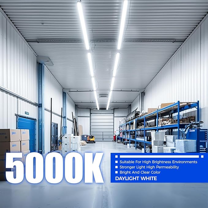 Barrina 8 FT LED Tube Lights, 44W 5500lm 5000K, Super Bright,T8 T10 T12 LED Bulb, FA8 Single Pin LED Lights, Clear Cover,LED Shop Bulbs to Replace Fluorescent Light Bulbs Pack of 12