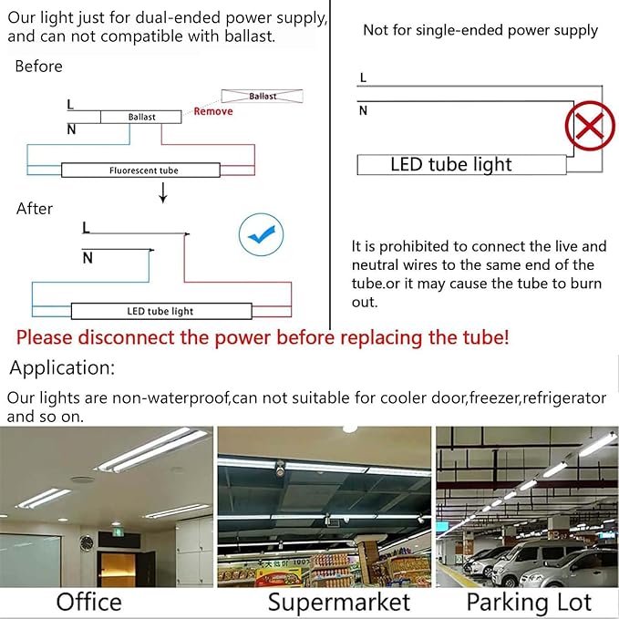 5 Foot T8 LED Tube Light,45W 4500lm,G13 Bi-Pin Base,5ft LED Bulb V Shape,Daylight White 5000K,60 inch Fluorescent Lights Bulbs T12,Dual-End Power,Ballast Bypass,Shop Lighting,Pack of 10