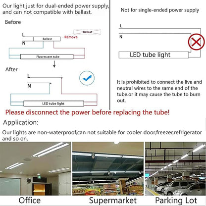 5 Foot T8 LED Tube Light,45W 4500lm,G13 Bi-Pin Base,5ft LED Bulb V Shape,Daylight White 5000K,60 inch Fluorescent Lights Bulbs T12,Dual-End Power,Ballast Bypass,Shop Lighting,Pack of 10