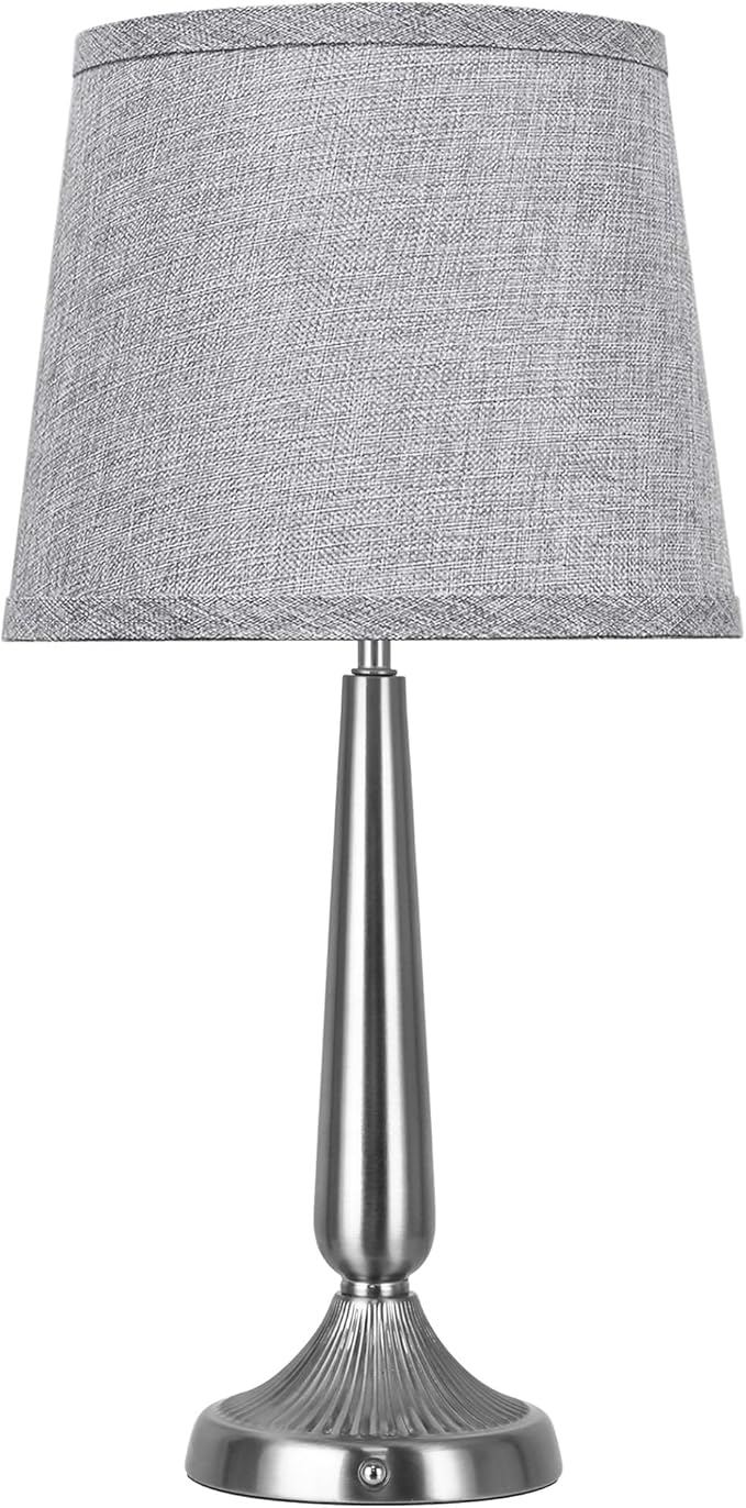 PARTPHONER Cordless Table Lamp, 5000mAh Battery Rechargeable Touch Lamp, 3-Level Brightness Bedside Lamps, Modern Portable Design, Battery Operated Desk Lamp for Patio Camping, Dining, Home, Nickel