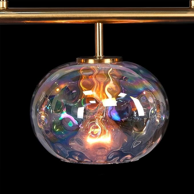 7" Glass Shade Replacement for E26 Pendant Lights, Colorful Hammered Globe Lampshade for Wall Sconce, Dia 7", Height 5", Fitter 1.65" (Stained - 1 pc)