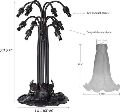 Bieye L10952 Lily Flower Blown Glass Accent Table Lamp for Living Room Bedroom Decoration (Multicolor, 12-Light)