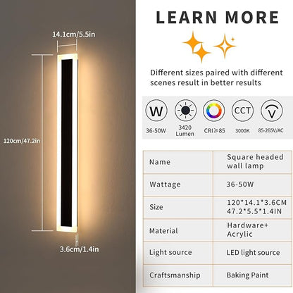 Mikeru Upgraded Widened 2pack 47.2inch Outdoor Wall Light Fixtures, 3000k Exterior Lighting Fixtures Ip65 Waterproof Rust Outdoor Light Hardwire Wall Mount Porch Lights for Garage(Width: 5.5inch)