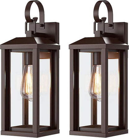 17" Brown Large Exterior Lighting Fixtures 2Pack, Waterproof Outdoor Wall Porch Lights Sconces Wall Mount, Coach Lights for Garage Carriage Lights Exterior for House