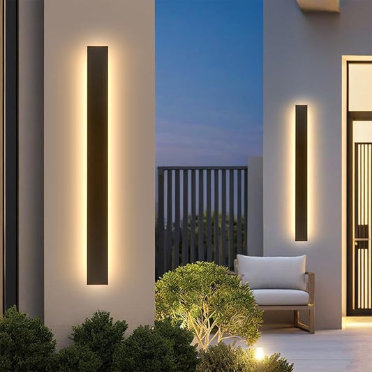 47.2in 2pcs Modern Outdoor Wall Light for House, Black Upgraded 4.72in Wide 3000K Waterproof IP65 Porch Lights Wall Sconce,Long LED Linear Outside Exterior Lighting Fixtures for Garage,Patio