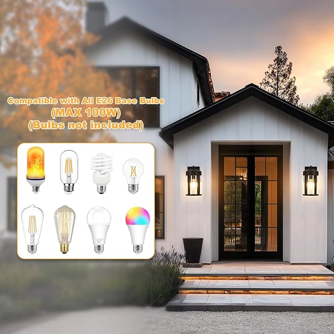 OKELI Dusk to Dawn Outdoor Wall Lights Fixture with Photocell Sensor – Modern Geometric Industrial Black Exterior Wall Sconce, Waterproof Anti-Rust Outside Porch Light for House Patio Entryway Garage