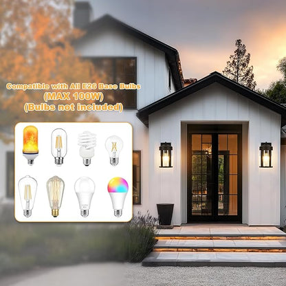 OKELI Dusk to Dawn Outdoor Wall Lights Fixture with Photocell Sensor – Modern Geometric Industrial Black Exterior Wall Sconce, Waterproof Anti-Rust Outside Porch Light for House Patio Entryway Garage