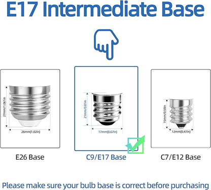 2.5 Inch E17 Intermediate Base LED Filament Bulb 360 Lumens, 2700K Soft White Dimmable Appliance Bulb AC 120V, UL Certified T8 Microwave Light Bulbs Under Hood for Refrigerator Stove 6Pack