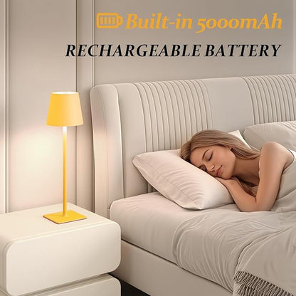 2 Pack Cordless Table Lamps, 3 Colors Stepless Dimming, 5000mAh Rechargeable Battery LED Desk Lamp for Bedroom/Couple Dinner/Desk/Cafe/Dining Room/Terrace