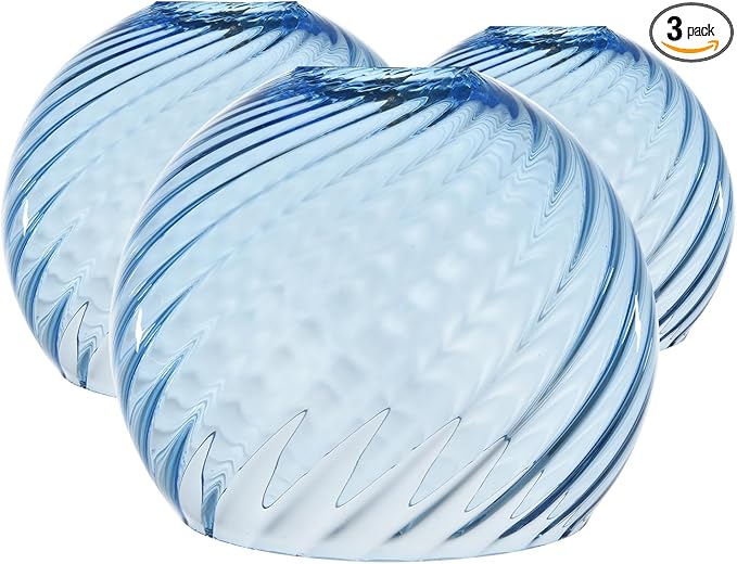 3-Pack Blue Ripple Glass Globe Cover for Ceiling Fixture Replacement, E26 Base 1-5/8 Inch Fitter, Globe Cover for Ceiling Wall Fixtures Lamp Posts or Streetlights