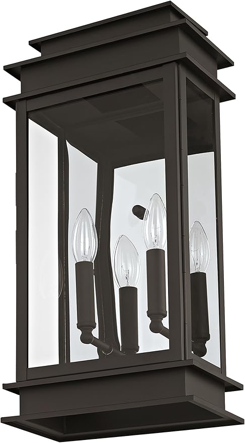 Livex Lighting 2018-07 Princeton Outdoor Wall Lantern,Bronze,19" x 8.3" x 12.2"