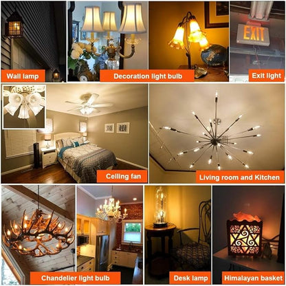 Leools E12 Long Candelabra LED Light Bulbs 40 Watt LED Chandelier Light Bulbs Warm White 2700K 95+CRI AC120V 400LM Dimmable T6 Candle Bulb, Pack of 12