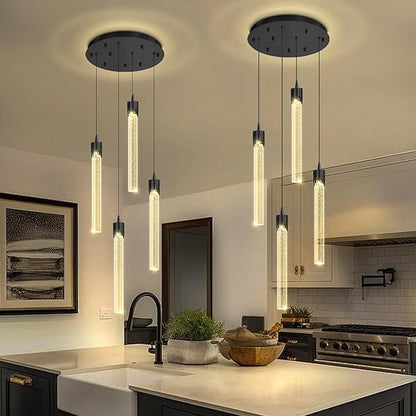 Mini Chandelier Crystal Pendant Lights,Bubble Crystal Chandelier for Living Room Bedroom Modern LED Ceiling Light Dimmable 2700k-6000k
