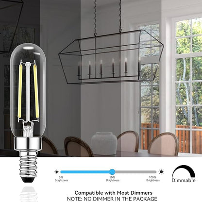 TJOY E12 T6 Candelabra LED Bulbs, Dimmable 5.5W Equivalent 60W 5000K Daylight, Small Base LED Clear Light Bulb, Vintage Edison Bulb Decorative for Chandelier, Ceiling Fan Wall Sconces, 600lm, 12pack