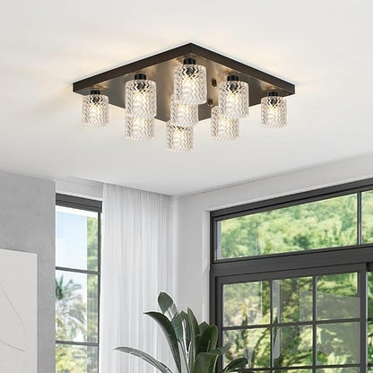 Corrugated Clear Glass Lamp Shades with 1-5/8 inch Fitter 3 Packs,Wave Cylinder Glass Shade Covers Replacement Globe for Pendant Light fixtures Vanity Lights Wall Sconces Chandelier